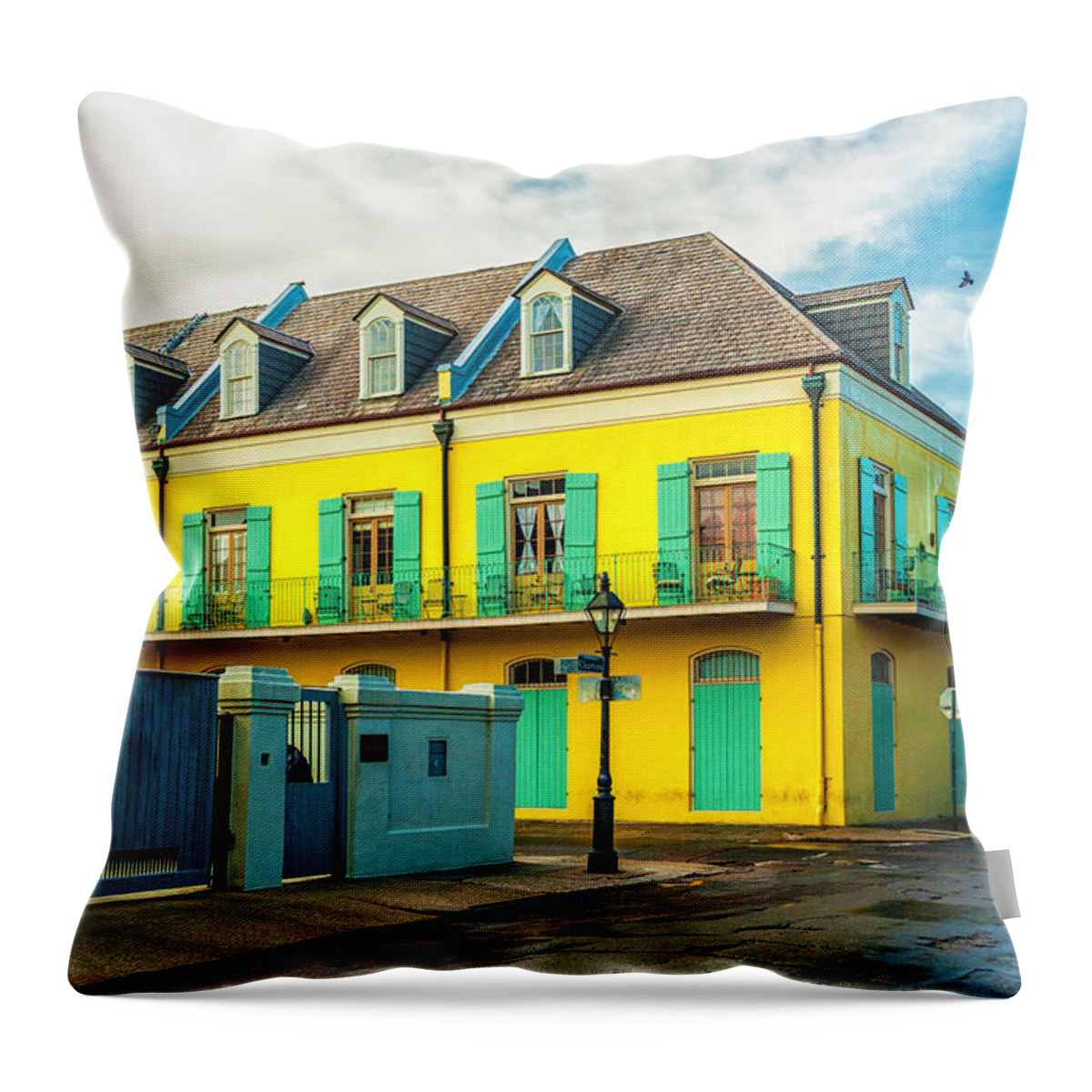 Chartres Street Throw Pillow featuring the photograph Corner of Chartres by Frances Ann Hattier