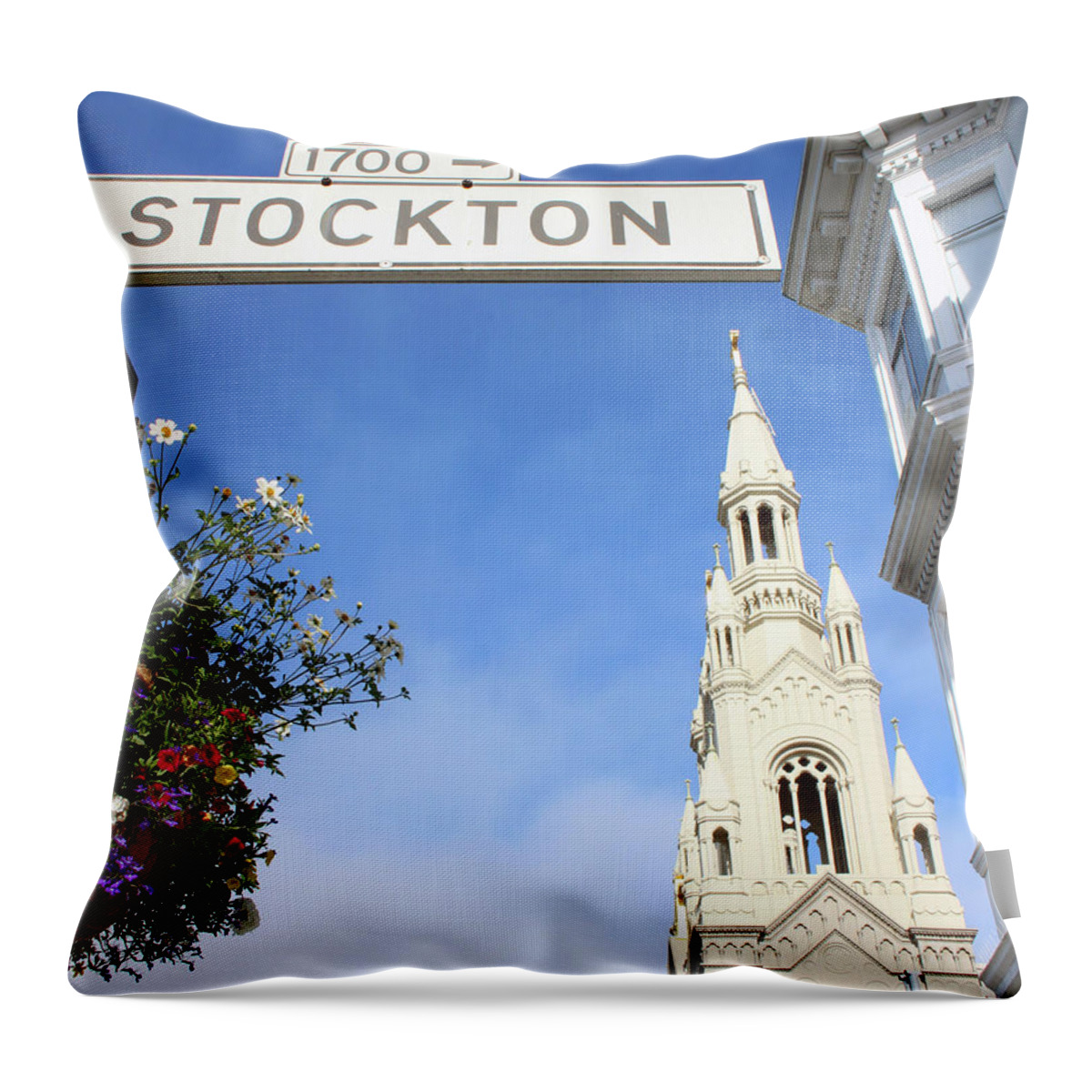 San Francisco Throw Pillow featuring the photograph Corner Of Stockton- by Linda Woods by Linda Woods