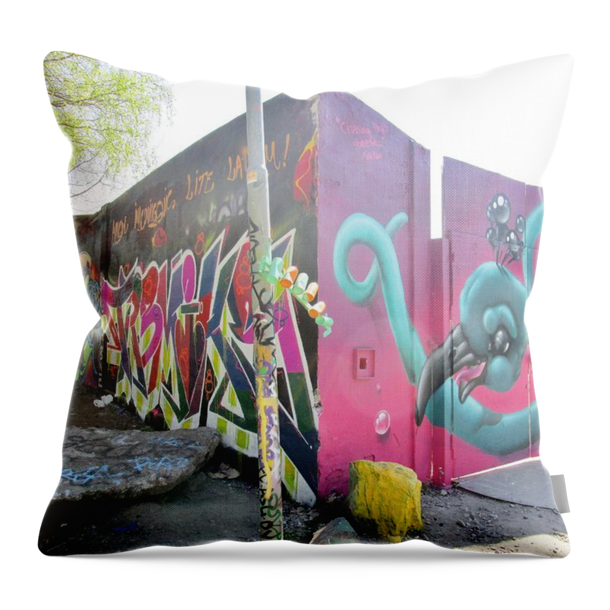 Graffity Throw Pillow featuring the photograph Corner by Rosita Larsson