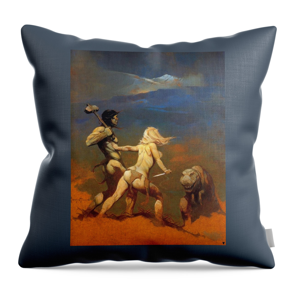 Frank Frazetta Throw Pillow featuring the painting Cornered by Frank Frazetta
