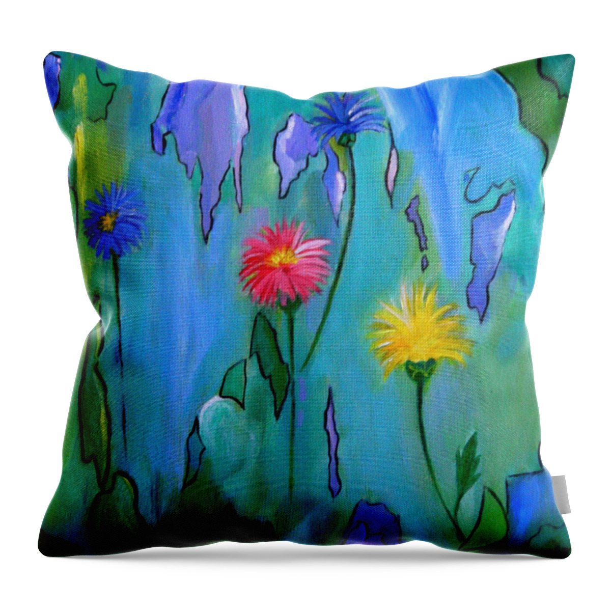Cornflowers Throw Pillow featuring the painting Cornflowers by Gloria Dietz-Kiebron