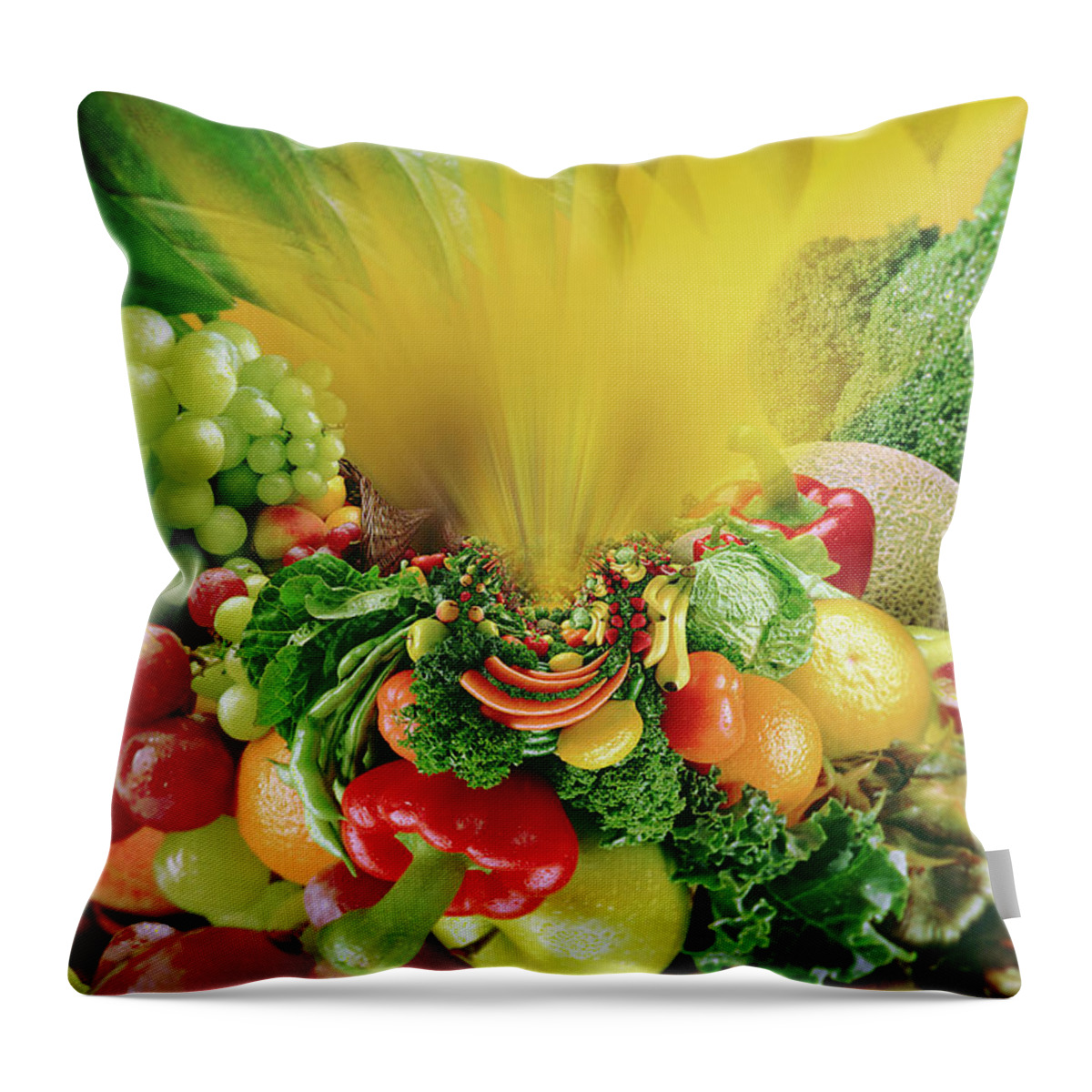Thanksgiving Celebration. A Cornucopia Of Fruits And Vegetables. Throw Pillow featuring the photograph Cornucipia by Dolores Kaufman