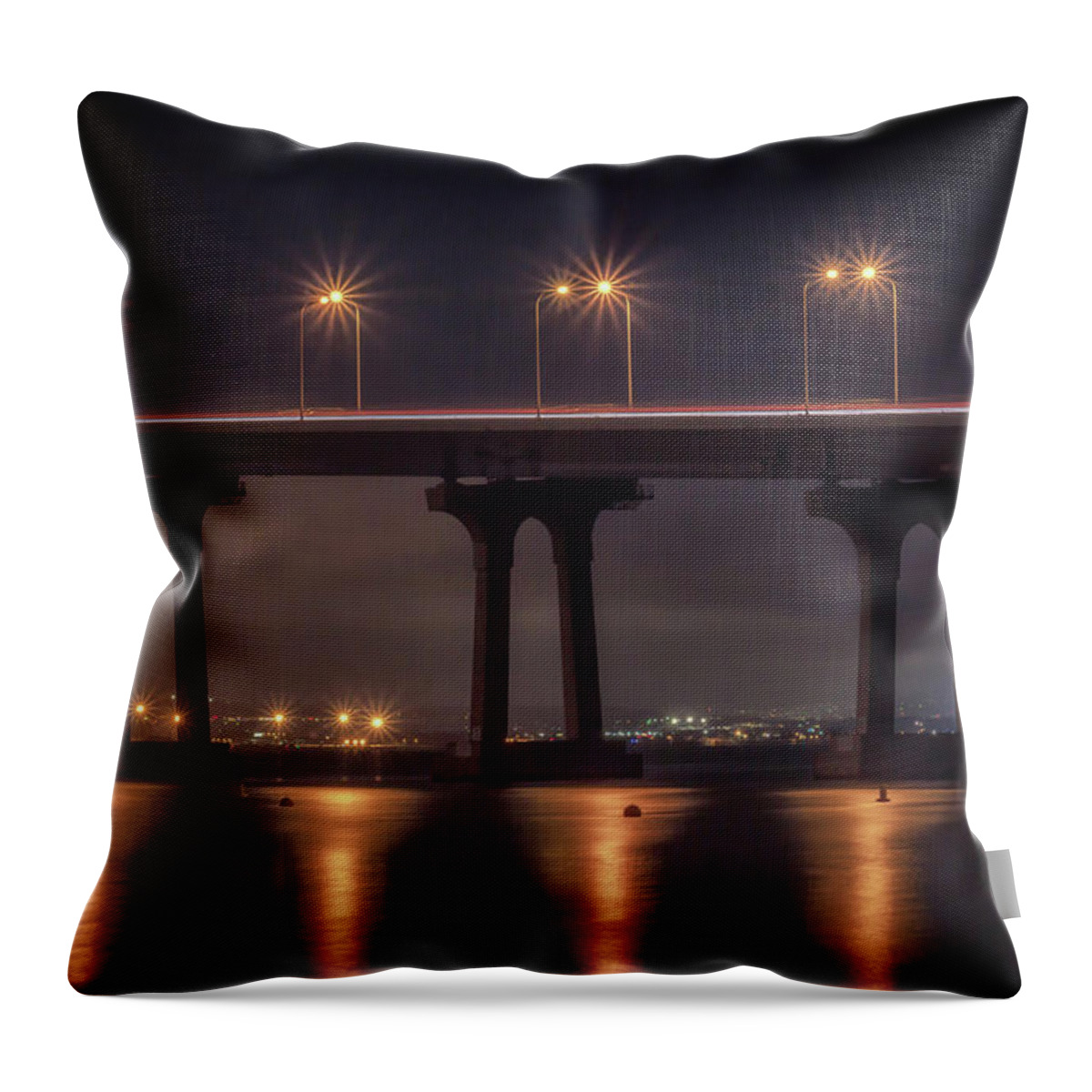 San Diego Throw Pillow featuring the photograph Coronado Light Trails by Marnie Patchett