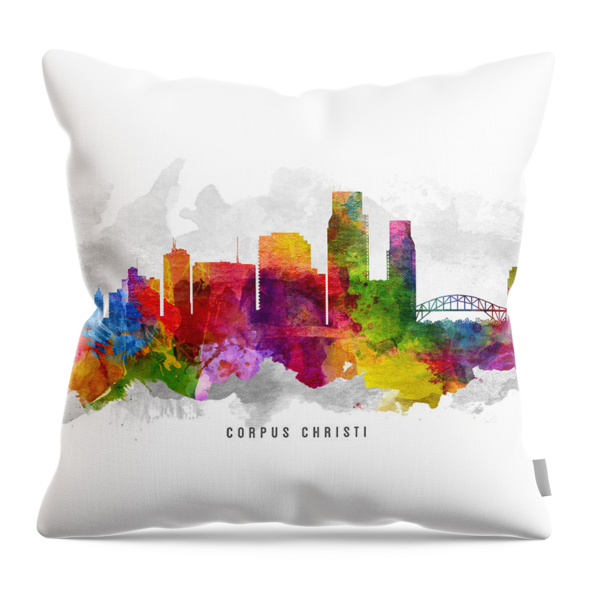 Corpus Christi Throw Pillow featuring the painting Corpus Christi Texas Cityscape 13 by Aged Pixel