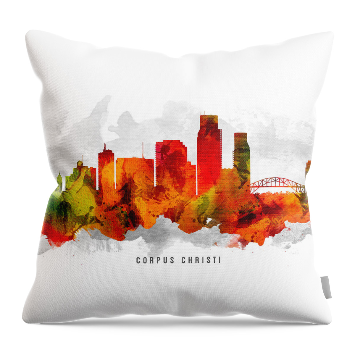 Corpus Christi Throw Pillow featuring the painting Corpus Christi Texas Cityscape 15 by Aged Pixel
