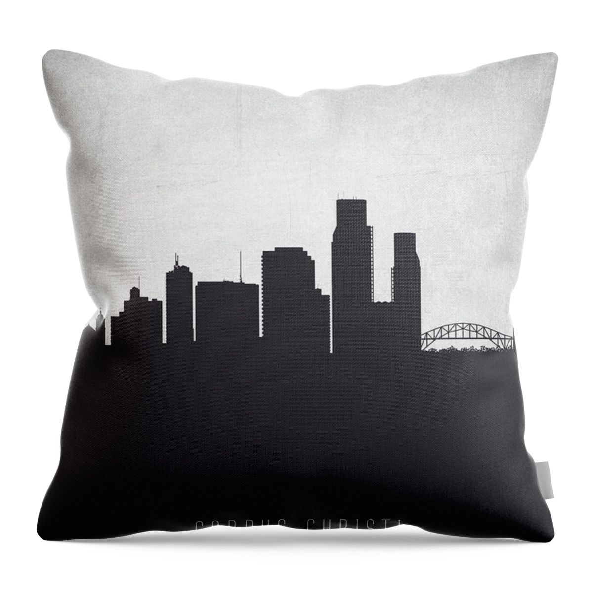 Corpus Christi Throw Pillow featuring the painting Corpus Christi Texas Cityscape 19 by Aged Pixel