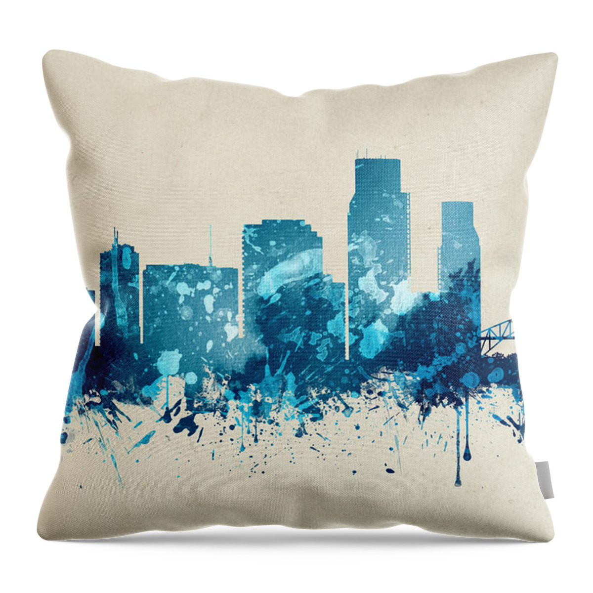 Corpus Christi Throw Pillow featuring the painting Corpus Christi Texas Skyline 20 by Aged Pixel