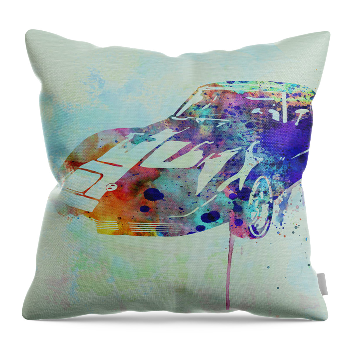 Corvette Throw Pillow featuring the painting Corvette watercolor by Naxart Studio