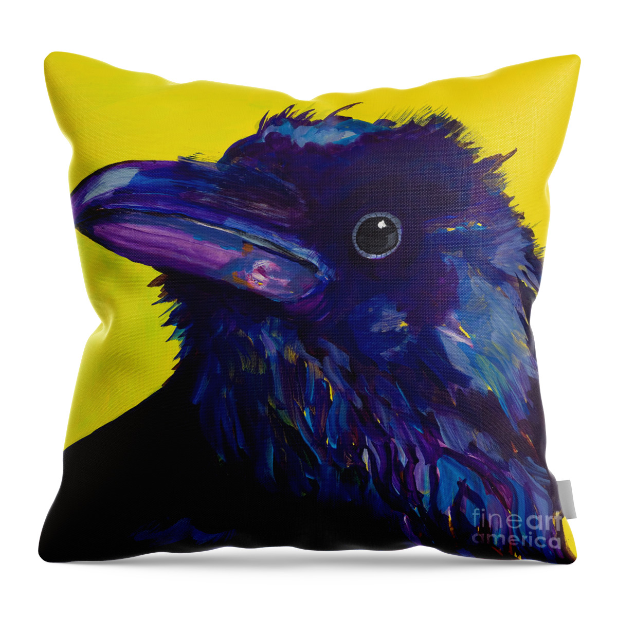 Bird Throw Pillow featuring the painting Corvus by Pat Saunders-White