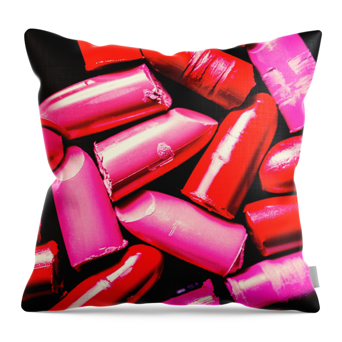 Red Throw Pillow featuring the photograph Cosmetic abstract art by Jorgo Photography