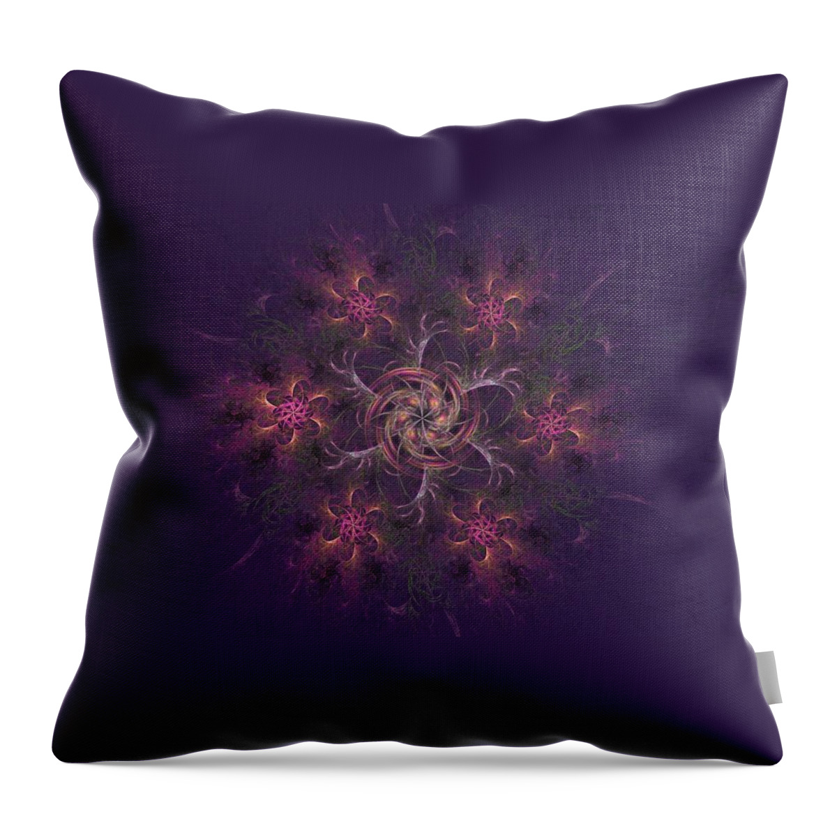 Apophysis Fractal Throw Pillow featuring the digital art Cosmic Floral Wreath by Angie Tirado
