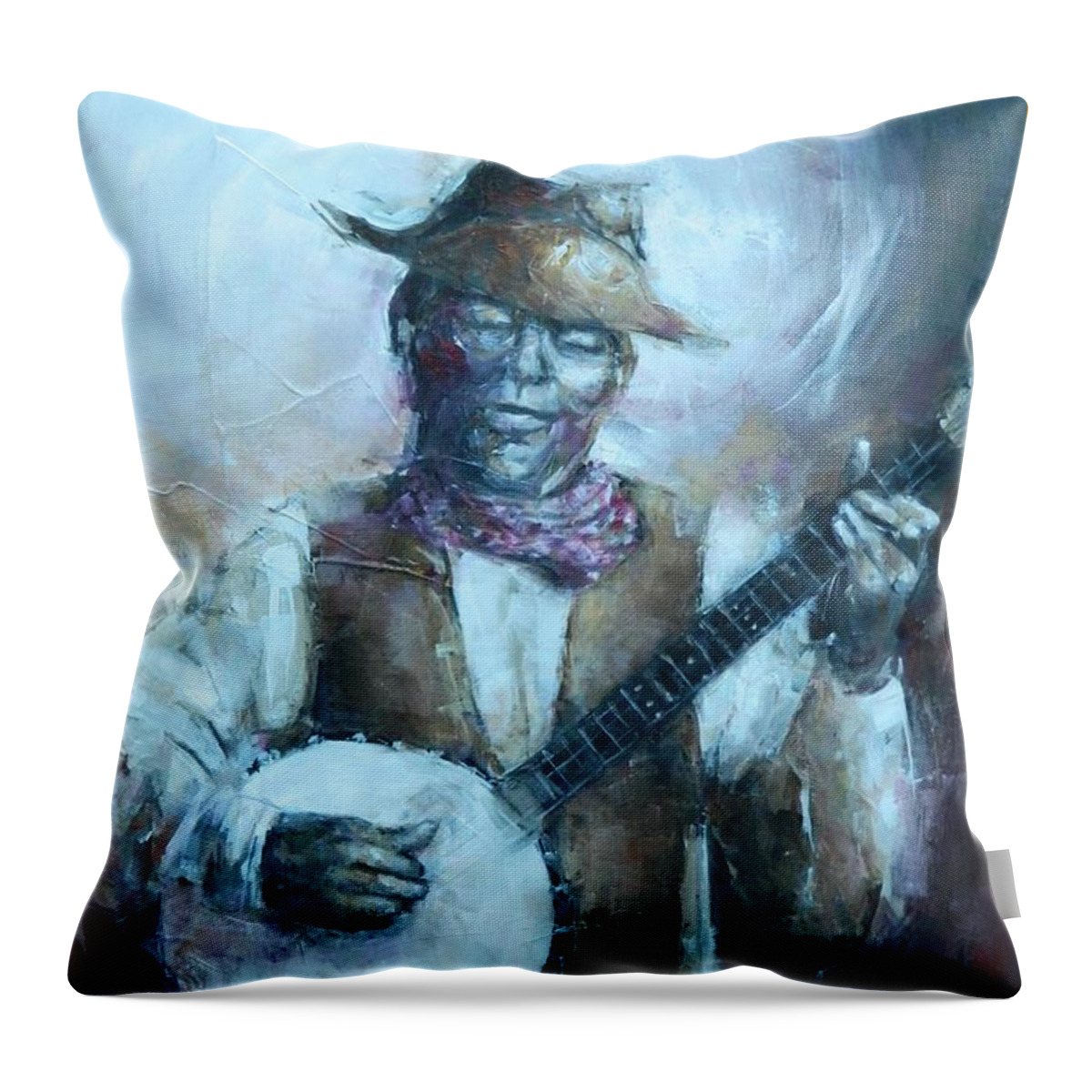 Banjo Throw Pillow featuring the painting Cotton Eye Joe by Dan Campbell