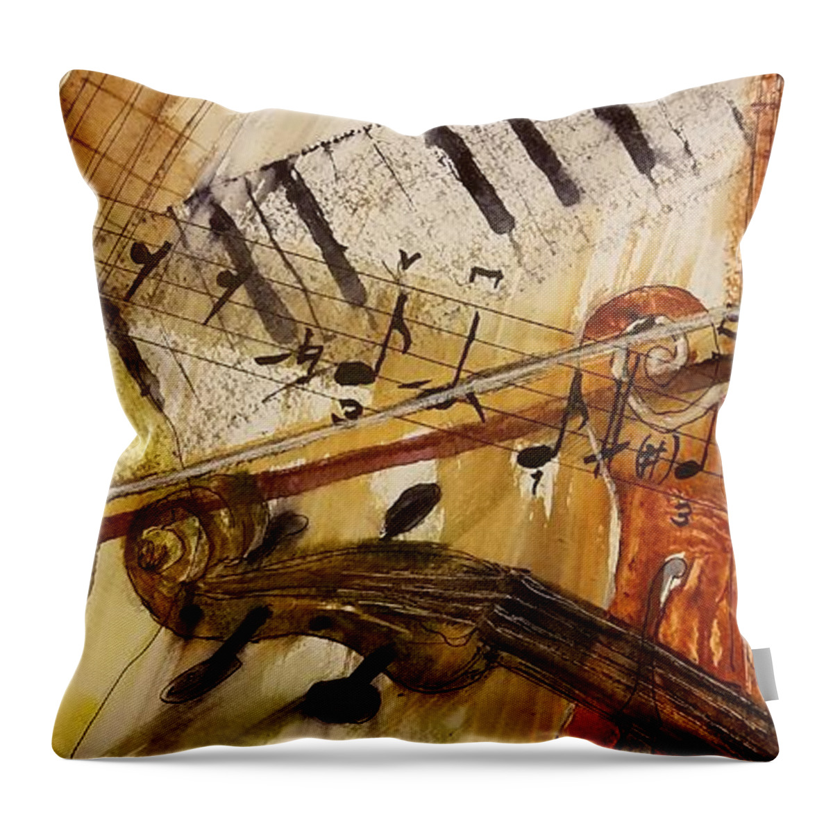 Music Throw Pillow featuring the painting Cotton Pickin' Blues by Vic Delnore