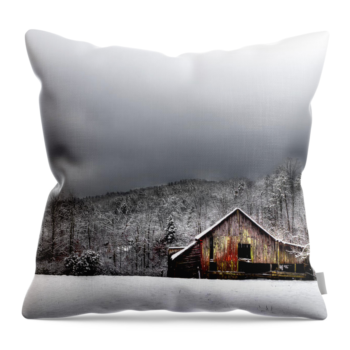 Barn Throw Pillow featuring the photograph Country Barn In The Smokies by Mike Eingle