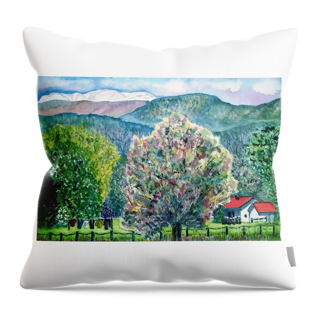 Trees Throw Pillow featuring the painting Country Beauty by Sue Carmony