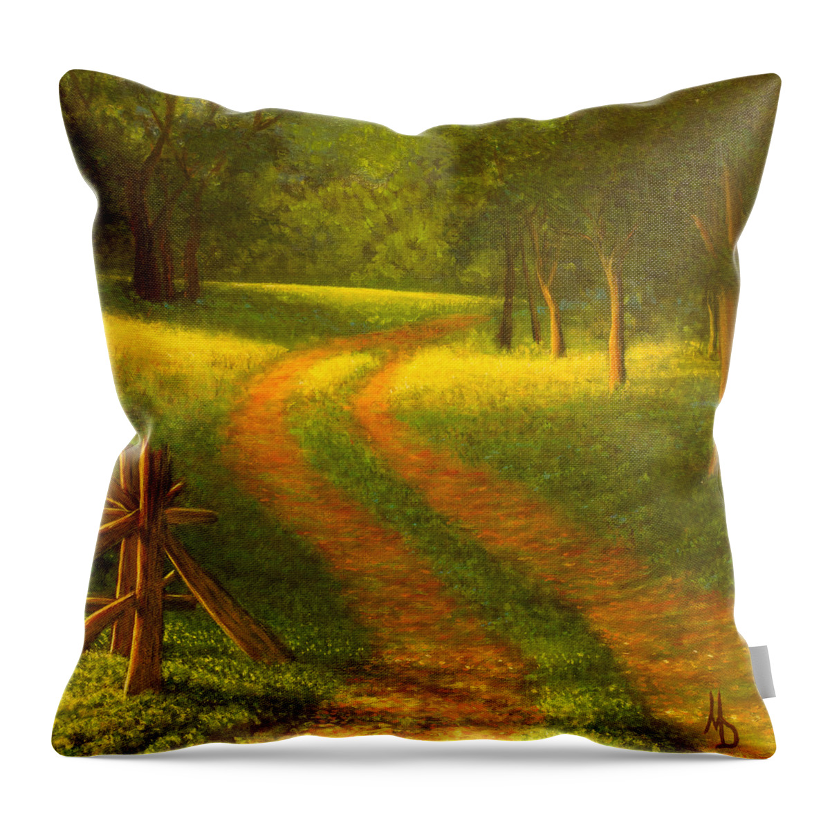 Country Lane Throw Pillow featuring the painting Country Lane by Marc Dmytryshyn