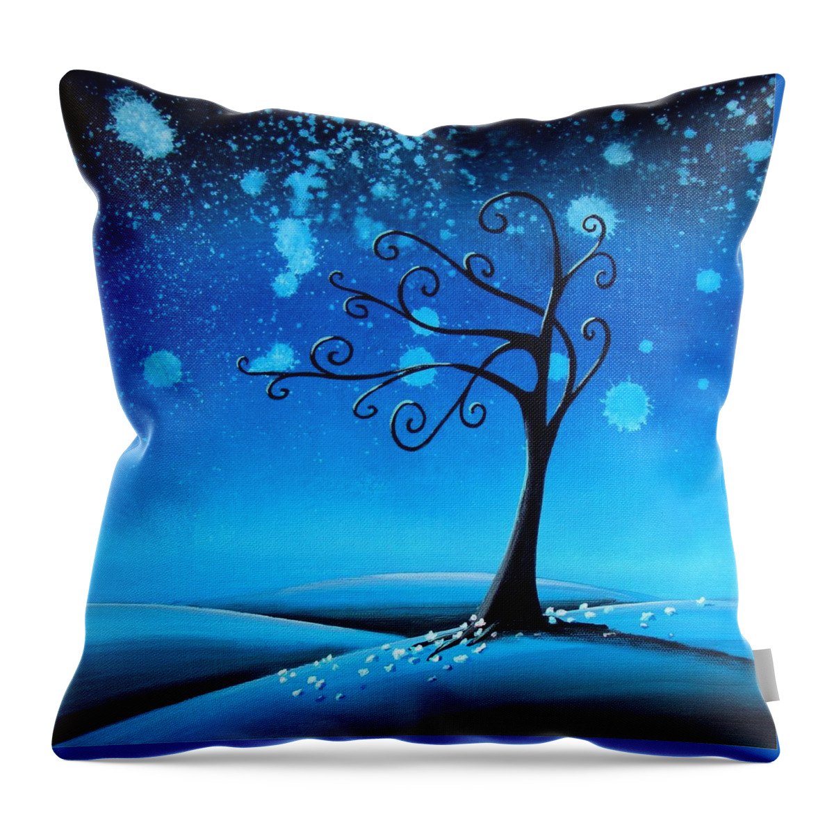 Tree Throw Pillow featuring the painting Country Lights - Silence by Cindy Thornton