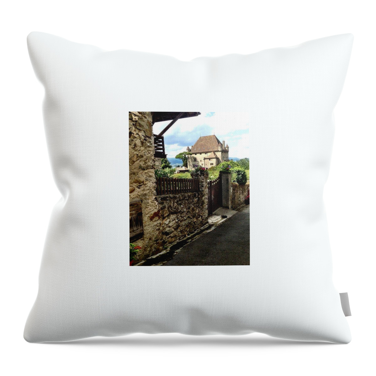 Annecy Throw Pillow featuring the photograph Country town euro by Lauren Serene
