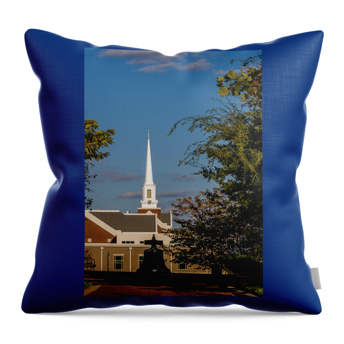 Architecture Throw Pillow featuring the photograph County Courthouse Bell and Church Spire by Ed Gleichman