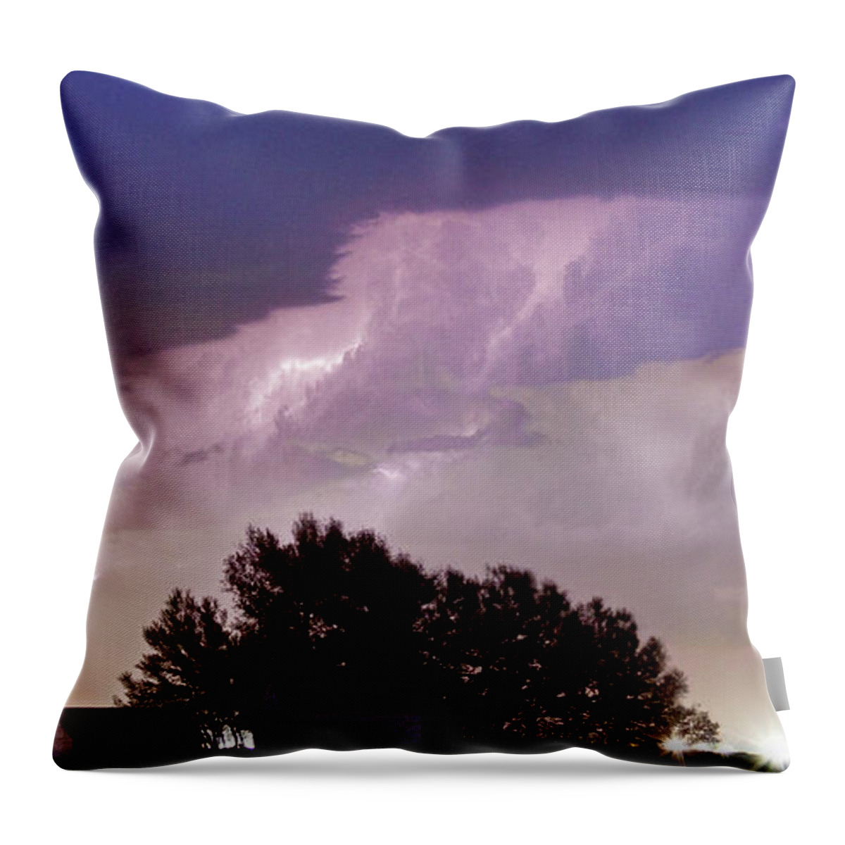 Lightning Throw Pillow featuring the photograph County Line Northern Colorado Lightning Storm Panorama by James BO Insogna
