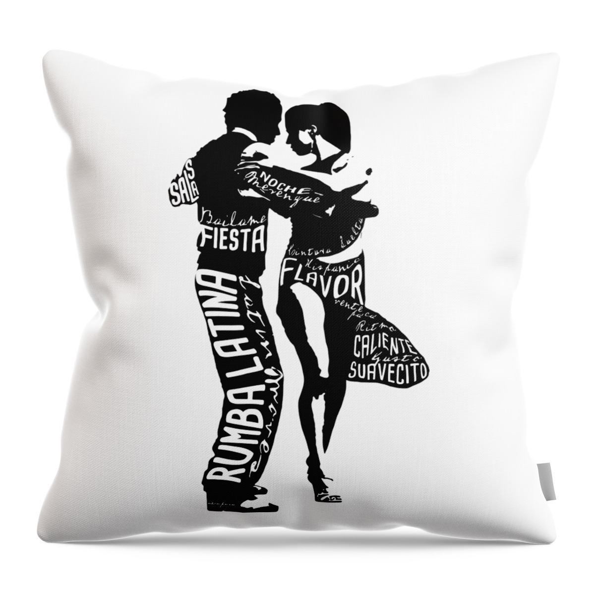 Couple Dancing Latin Music Throw Pillow featuring the digital art Couple Dancing Latin Music by Patricia Awapara