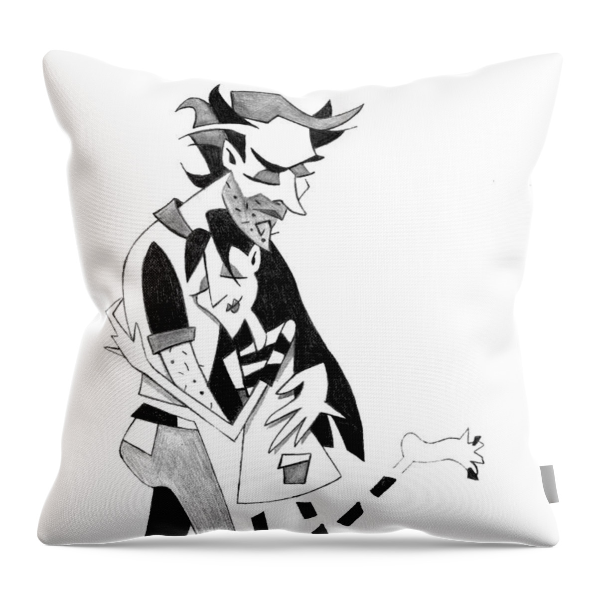 Tango Nuevo Throw Pillow featuring the drawing Couple in Love - Pencil Drawing Illustration by Arte Venezia