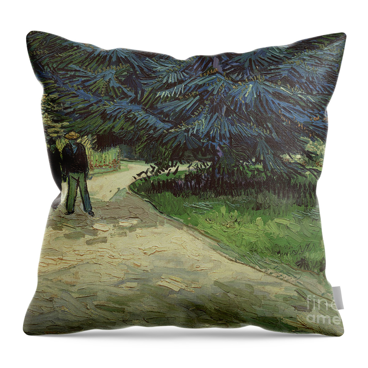 Couple Throw Pillow featuring the painting Couple in the Park by Vincent Van Gogh