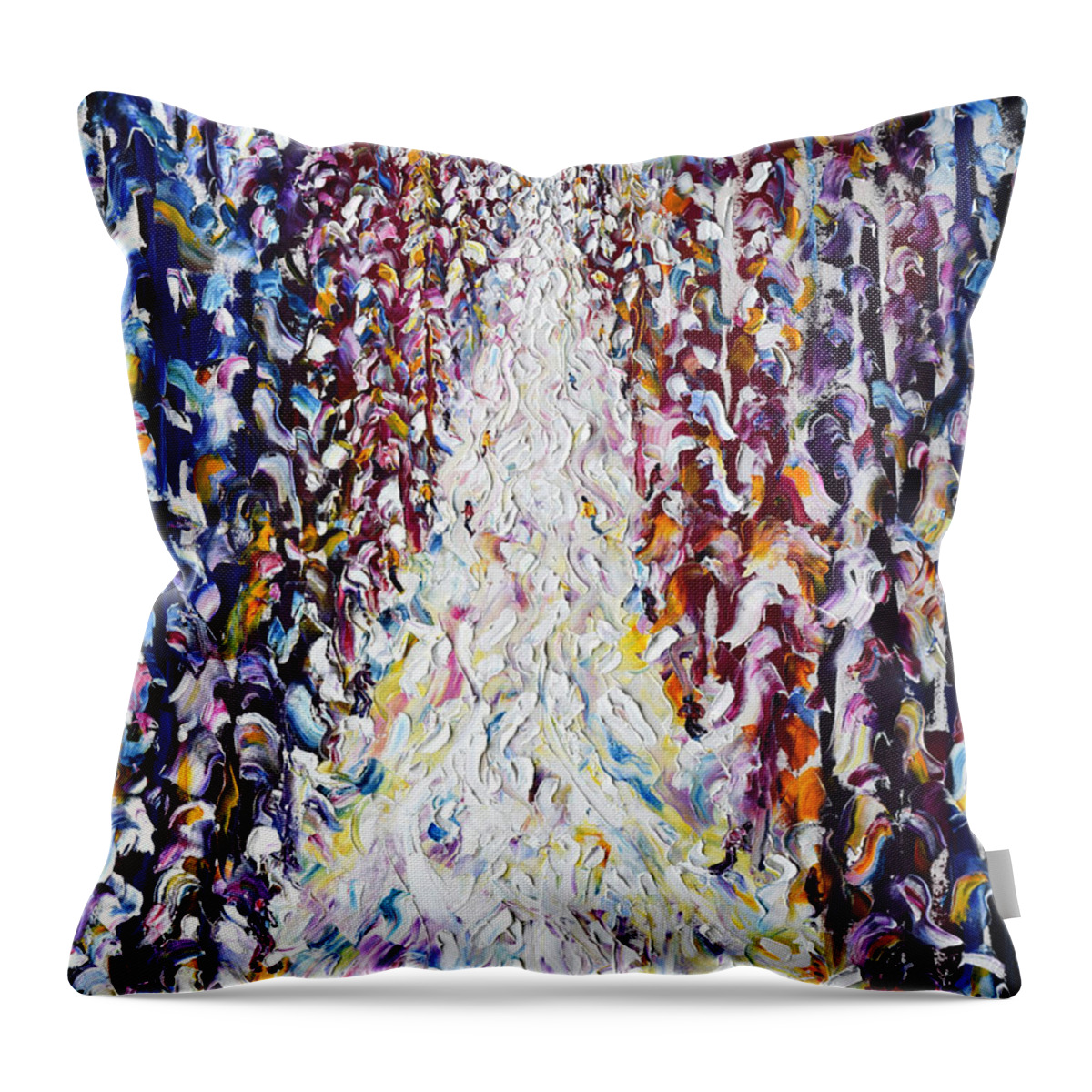 Trees Throw Pillow featuring the painting Courchevel Hidden in the Trees by Pete Caswell