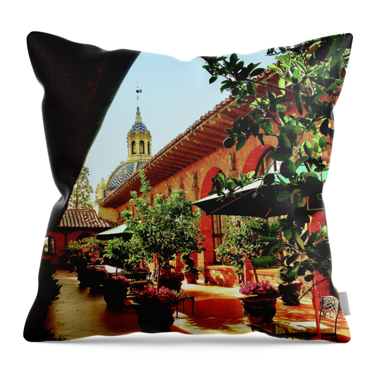 Patio Throw Pillow featuring the photograph Courtyard At The Inn by Joseph Hollingsworth