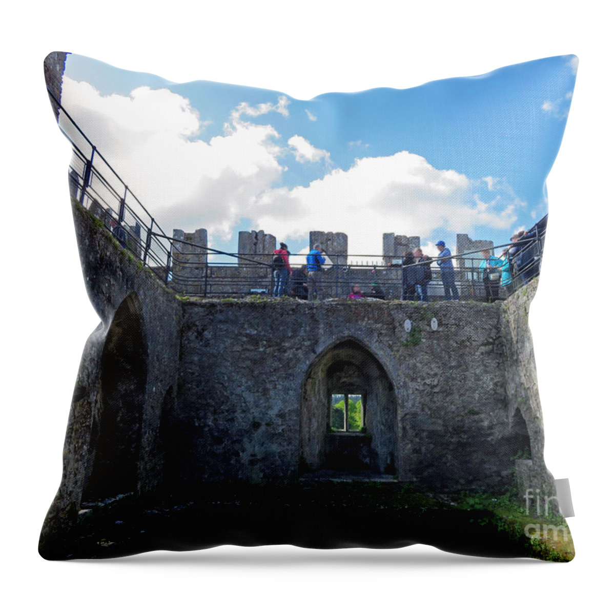 Blarney Castle Throw Pillow featuring the photograph Courtyard of Blarney Castle by Cindy Murphy - NightVisions 