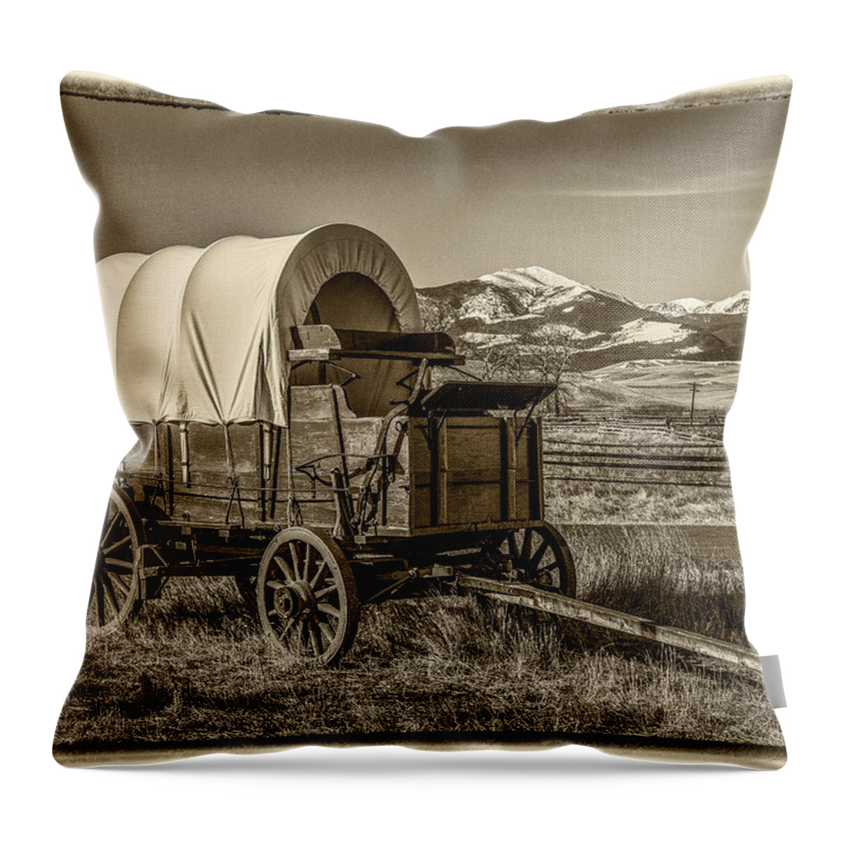 Covered Wagon Throw Pillow featuring the photograph Covered Wagon by Paul Freidlund