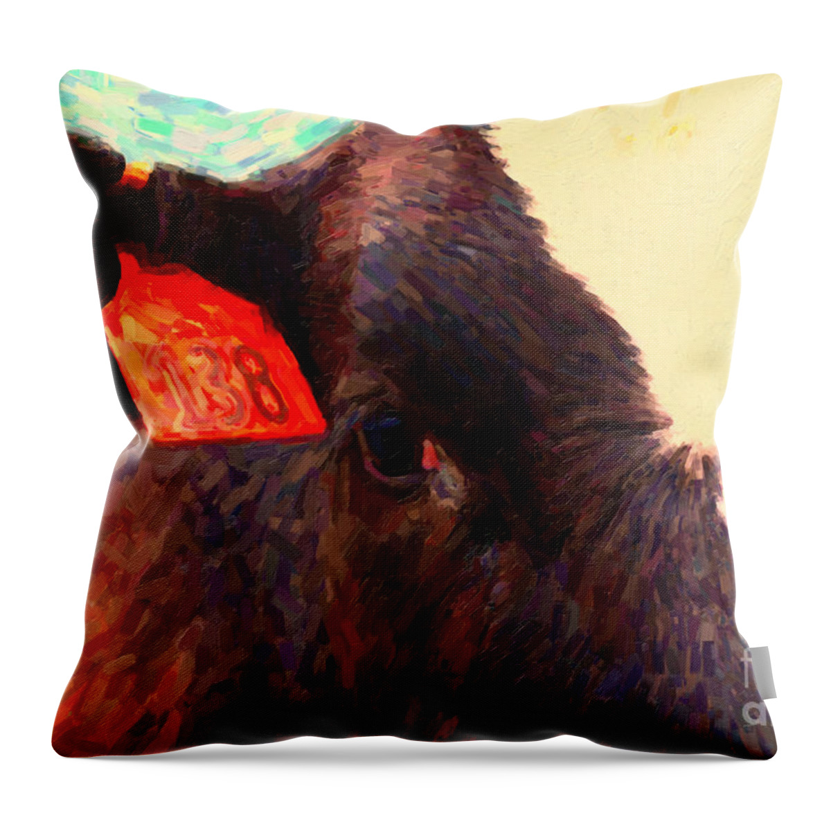 Wildlife Throw Pillow featuring the photograph Cow 138 Reinterpreted by Wingsdomain Art and Photography