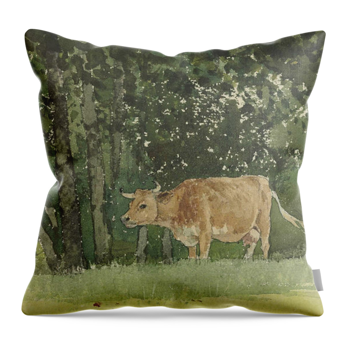 19th Century American Painters Throw Pillow featuring the painting Cow in Pasture by Winslow Homer