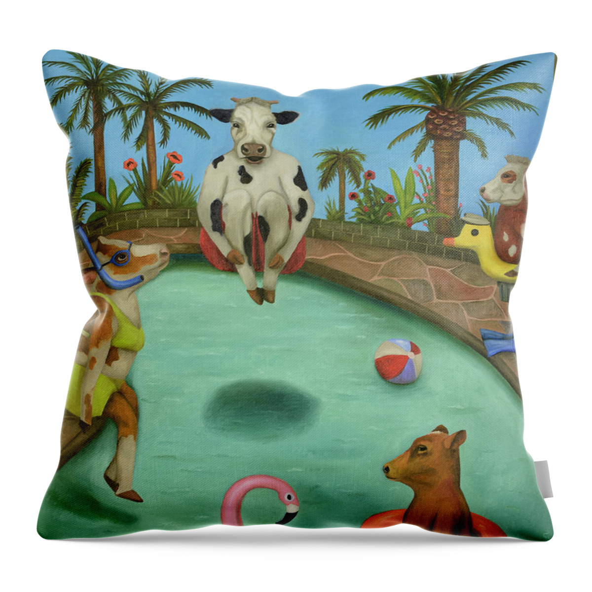 Cowabunga Throw Pillow featuring the painting Cowabunga by Leah Saulnier The Painting Maniac