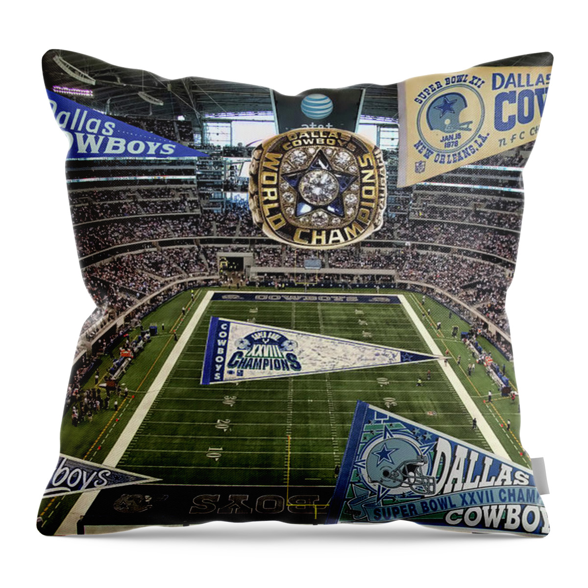 Cowboys Throw Pillow featuring the photograph Cowboys Super Bowls by Steven Parker