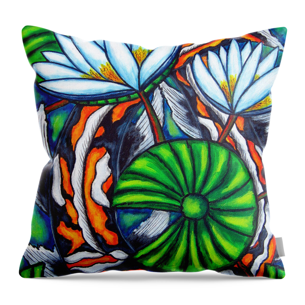 Koi Throw Pillow featuring the painting Coy Carp by Lisa Lorenz