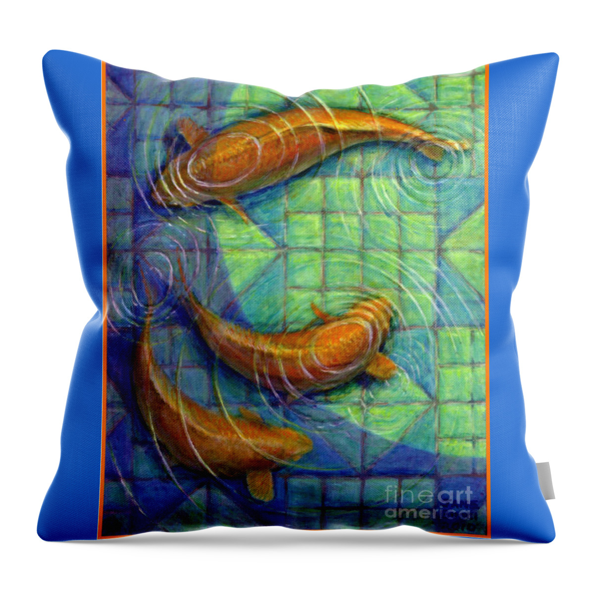 Occupy China Throw Pillow featuring the painting Coy Koi by Jane Bucci