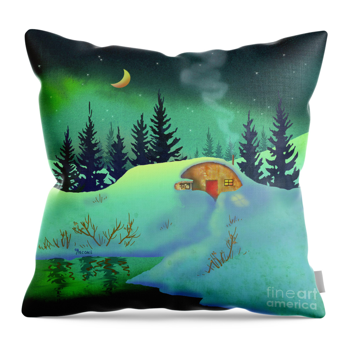 Cozy Quonset Throw Pillow featuring the painting Cozy Quonset by Teresa Ascone