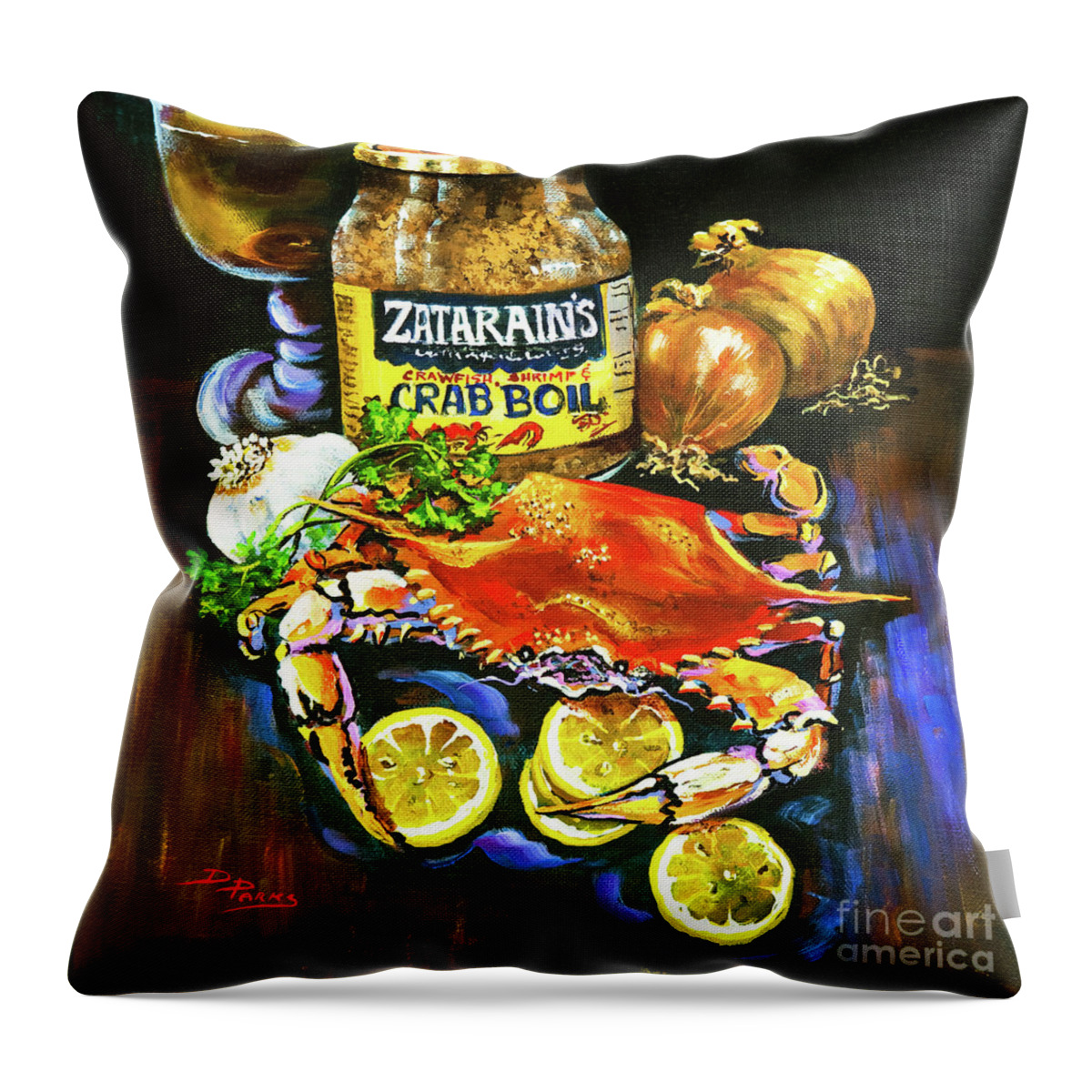  New Orleans Throw Pillow featuring the painting Crab Fixin's by Dianne Parks