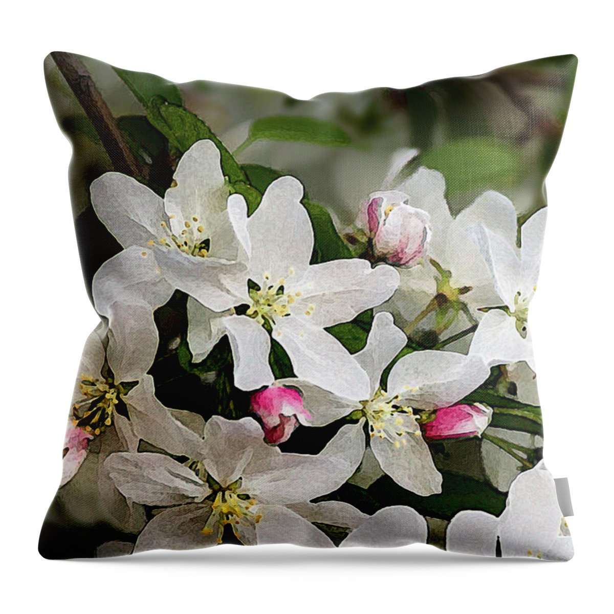 Crabapple Blossoms Throw Pillow featuring the photograph Crabapple Blossoms 13 - by Julie Weber