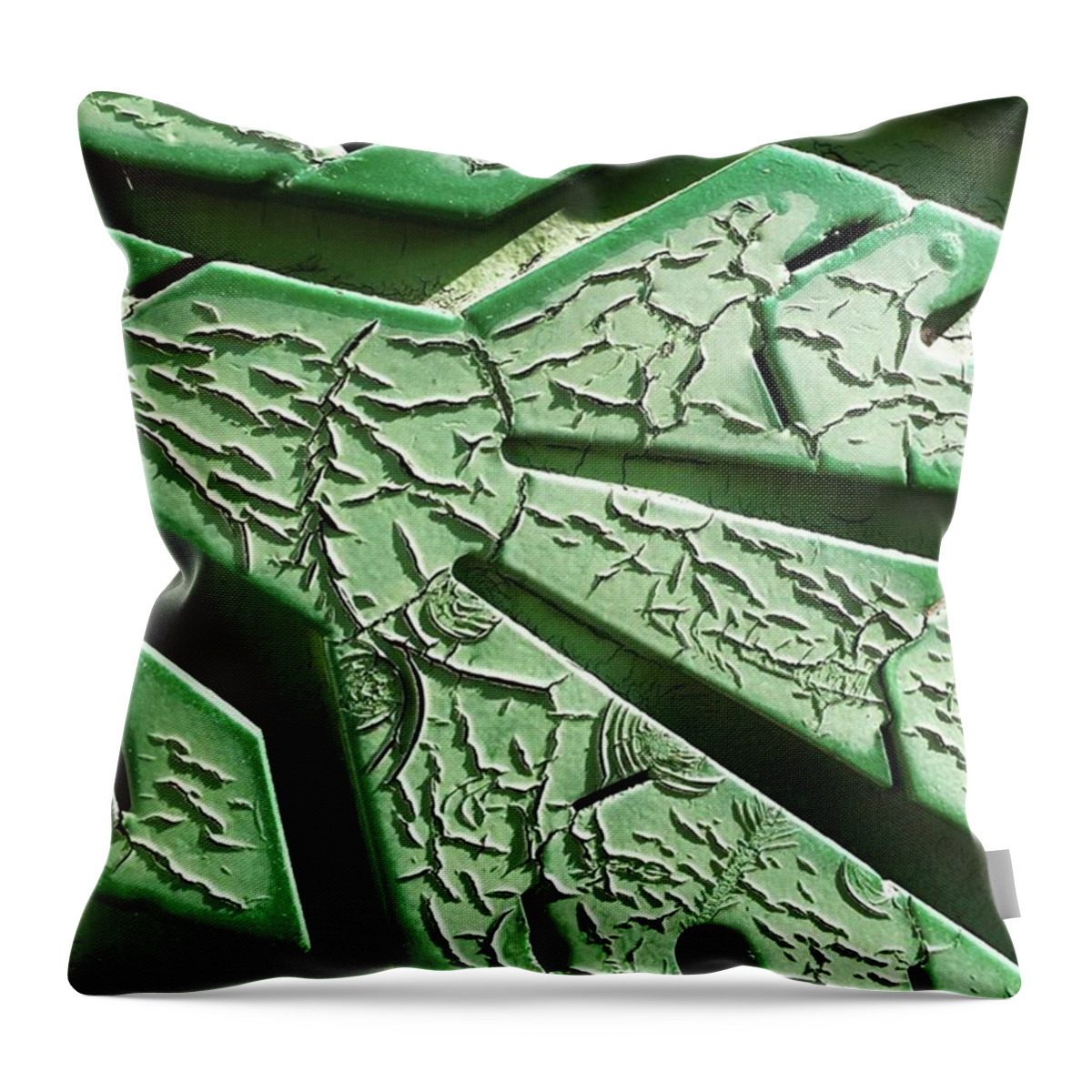 Crackle Throw Pillow featuring the photograph Cracked Up. #green #crackle by Ginger Oppenheimer