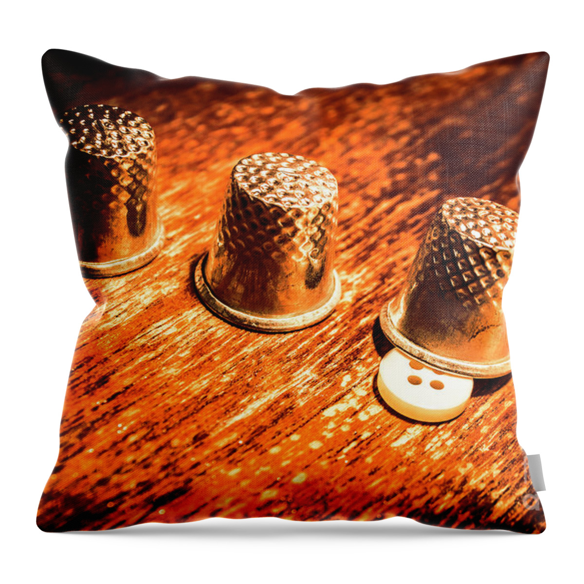 Thimble Throw Pillow featuring the photograph Crafty alterations by Jorgo Photography
