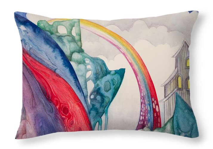 Adria Trail Throw Pillow featuring the painting Craggy Cliffs by Adria Trail