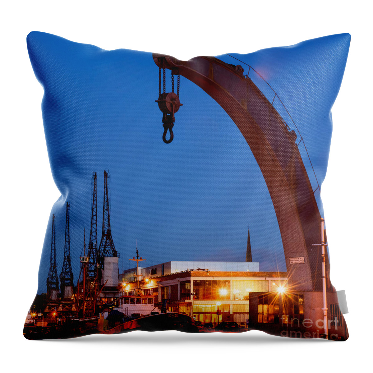 Crane Throw Pillow featuring the photograph Cranes, Bristol harbour by Colin Rayner