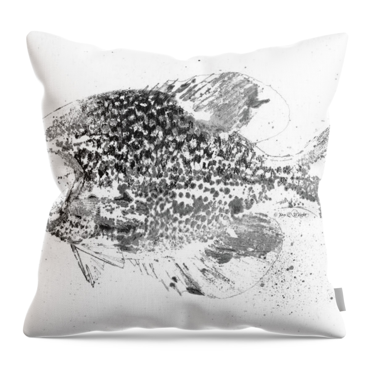 Jq Licensing Throw Pillow featuring the painting Crappie Abstract by Jon Q Wright