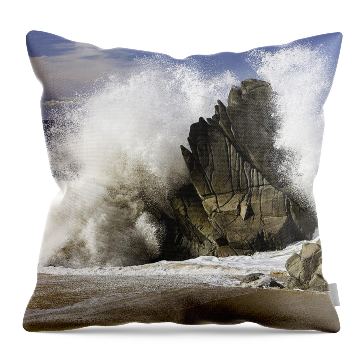 Ocean Throw Pillow featuring the photograph Crashing by Mark Harrington