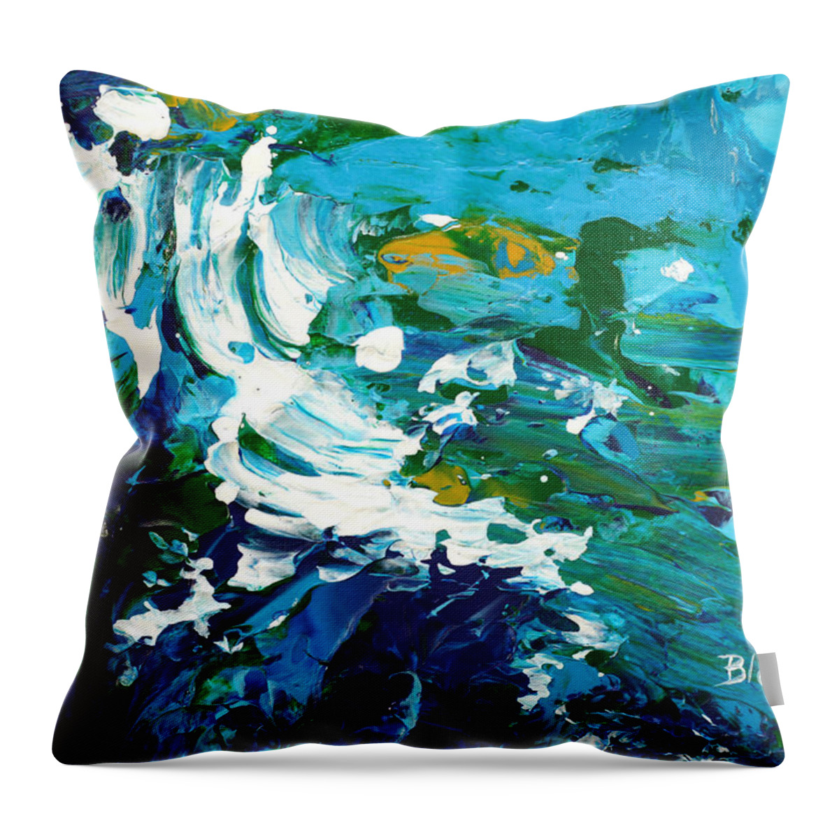 Bold Abstract Throw Pillow featuring the painting Crashing Wave by Donna Blackhall