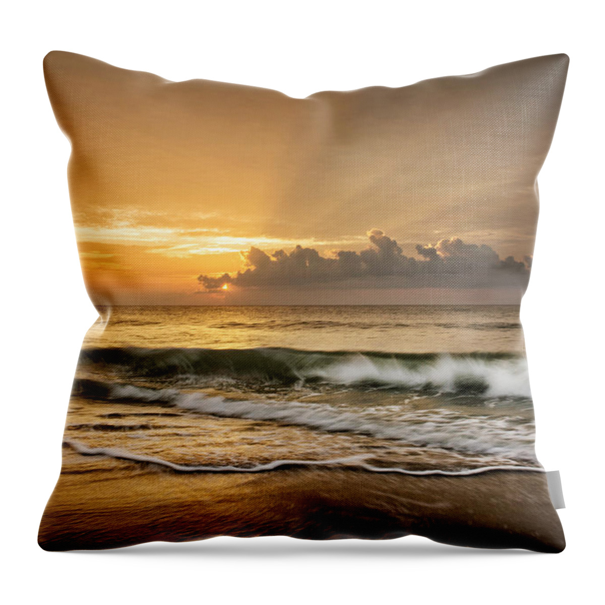 Waves Throw Pillow featuring the photograph Crashing Waves At Sunrise by Greg and Chrystal Mimbs
