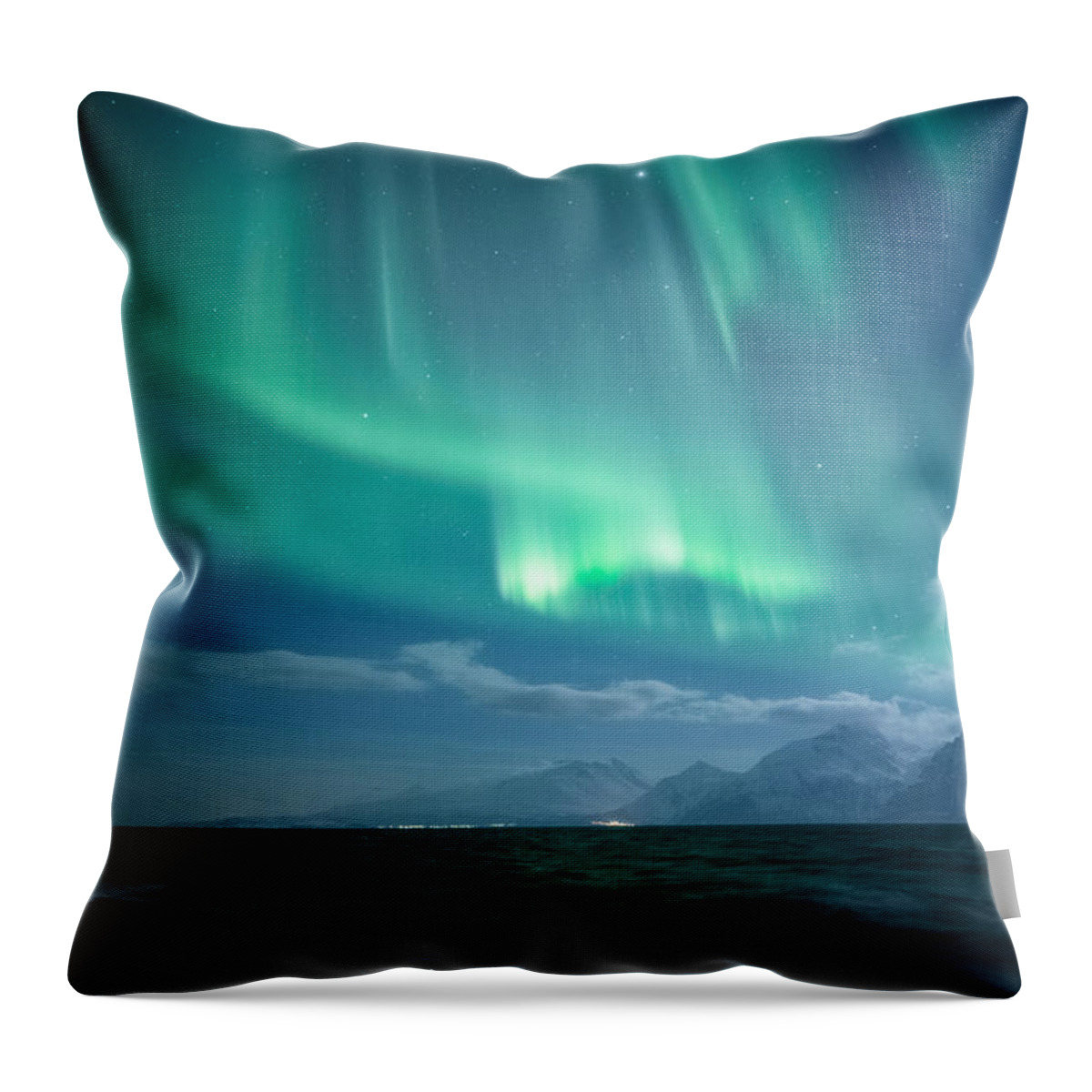 Aurora Borealis Throw Pillow featuring the photograph Crashing Waves by Tor-Ivar Naess