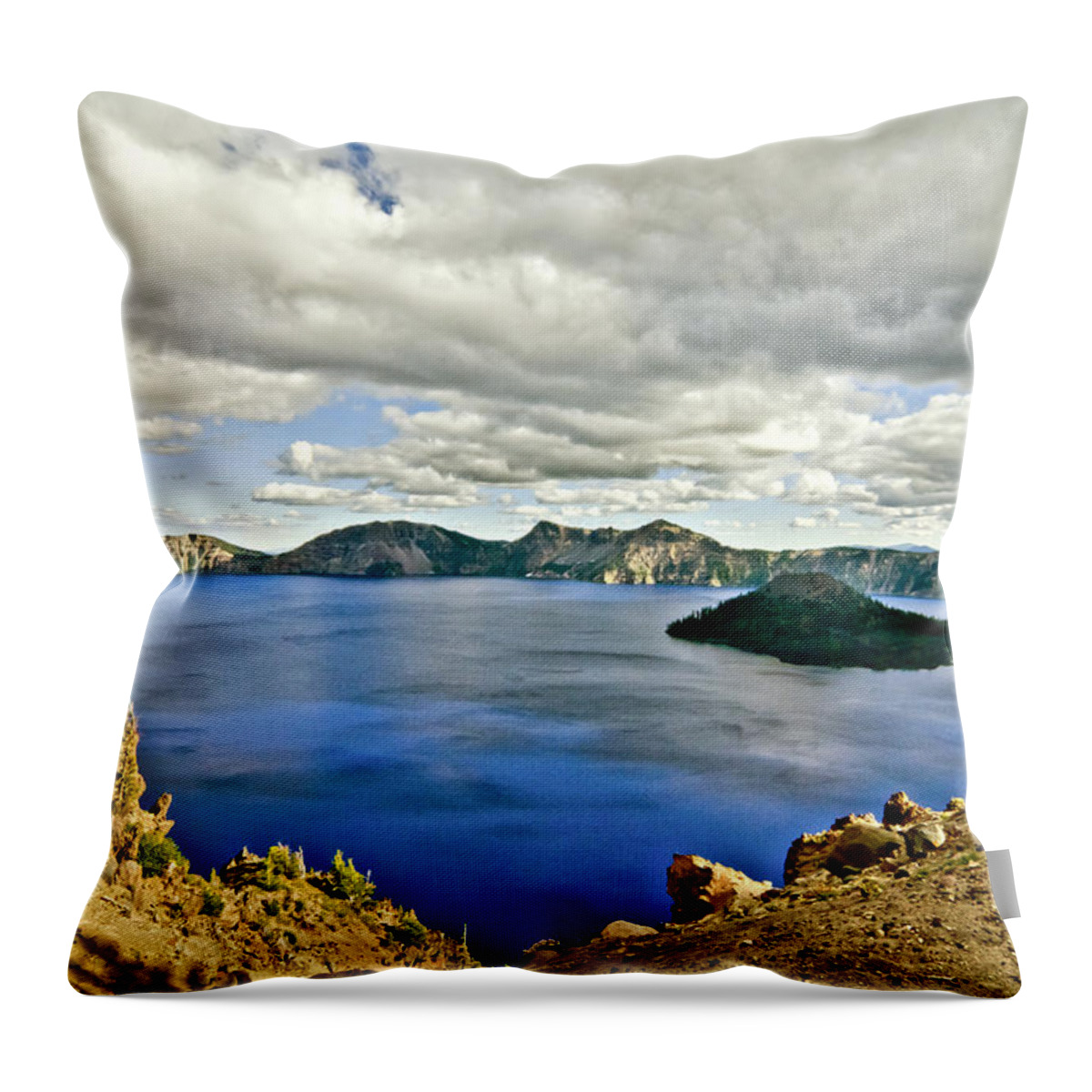 Crater Lake Throw Pillow featuring the photograph Crater Lake I by Albert Seger